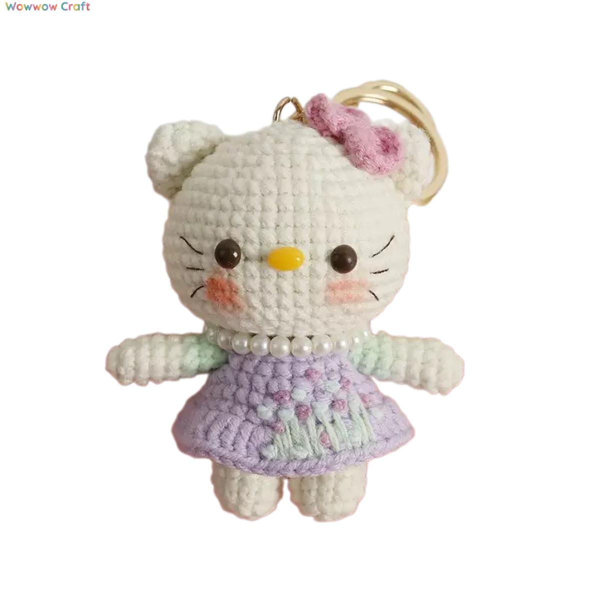 Pendants,Crochet Doll,Cute Hand-crocheted Hello Kitty Doll - Hand-crocheted Pendant Keychain